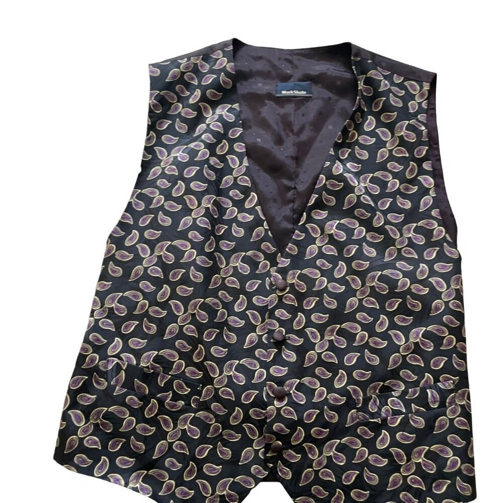 Mark Shale Vest Men's Purple Paisley Print Western Cowboy Country